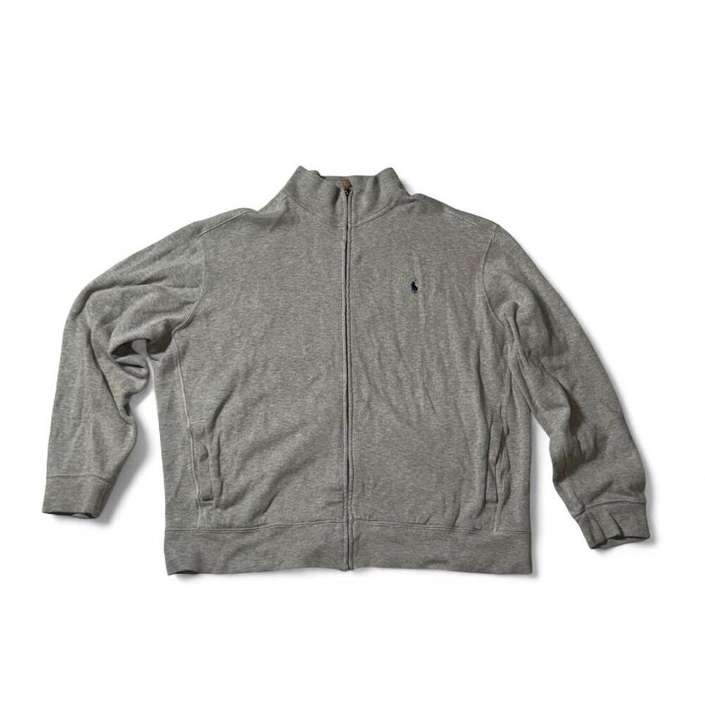 polo ralph lauren heather grey full zip mock neck sweatshirt